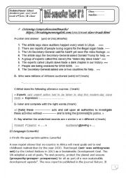 English Worksheet: 2nd form 2nd semester test 1