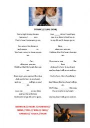 English Worksheet: MY HEART WILL GO ON (TITANIC THEME, CELINE DION)