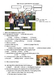 English Worksheet: modern family quiz pilot 