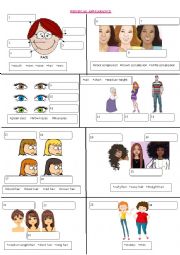 English Worksheet: Physical Appearance Picture Dictionary