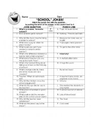 English Worksheet: School Jokes