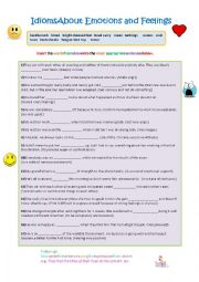 English Worksheet: Idioms of Emotion 