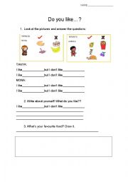 English Worksheet: Do you like...?