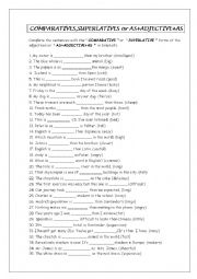 English Worksheet: comparatives,superlatives,as+adj+as