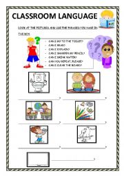 English Worksheet: classroom language