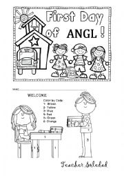 English Worksheet: welcome to 1st day of english classes