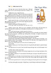 English Worksheet: The Tiger who Came to Tea