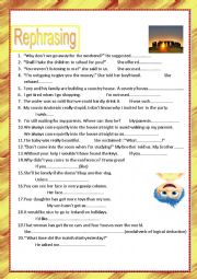 English Worksheet: Rephrasing b1