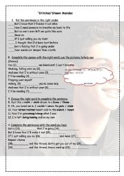 English Worksheet: STICHES BY SHAWN MENDES 