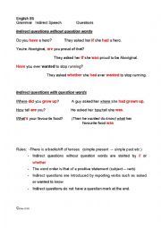 English Worksheet: Indirect speech questions