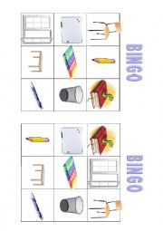 English Worksheet: classroom bingo