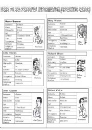 English Worksheet: VERB TO BE: PERSONAL INFORMATION