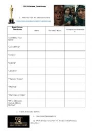 English Worksheet: The Oscars nominees 2018 - Best Picture