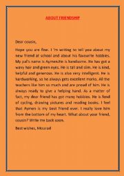 English Worksheet: friendship
