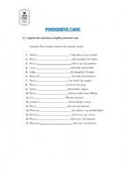 English Worksheet: Possessive case