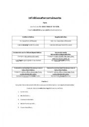English Worksheet: Infinitives after certain verbs