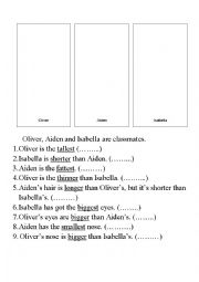 English Worksheet: comparatives and superlatives