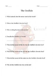 The Gruffalo - comprehension questions