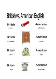 English Worksheet: British vs Ameican English 