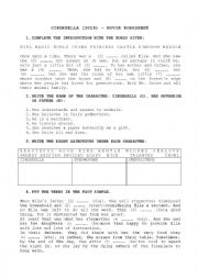 English Worksheet: Cinderella 2015 movie worksheet