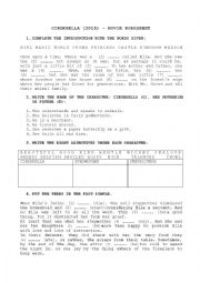 English Worksheet: Cinderella 2015 movie worksheet