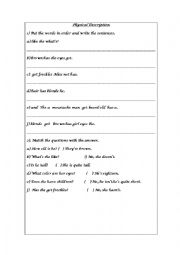 English Worksheet: Physical Description