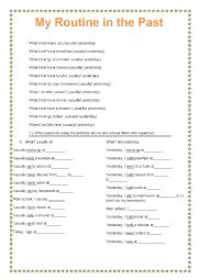 English Worksheet: Routine in the past