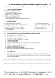 English Worksheet: advice