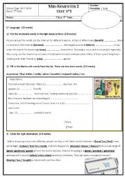 English Worksheet: Mid-termTest 3 (9th grade)