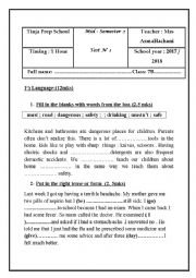 English Worksheet: mid semester 2 test n 1