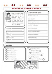 English Worksheet: Personal Information