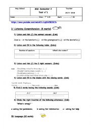 English Worksheet: 7th Form mid-term test 2