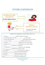 English Worksheet: FUTURE CONTINUOUS