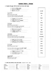 English Worksheet: Sumer Nights -  Grease