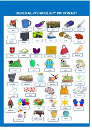 English Worksheet: GENERAL VOCABULARY PICTIONARY      SET 1 of 3