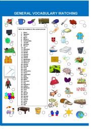 English Worksheet: GENERAL VOCABULARY MATCHING      SET 2 of 3