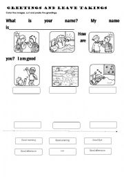 English Worksheet: cut and paste greetings 