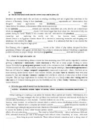 English Worksheet: Mid -semester 2 test n1 BAC 