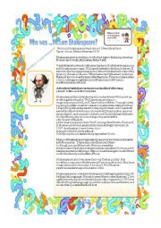 English Worksheet: Who was William Shakespeare ?