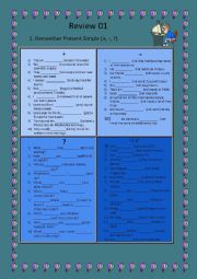 English Worksheet: Review Present Simple (Indefinite), comparatives, prepositions of time