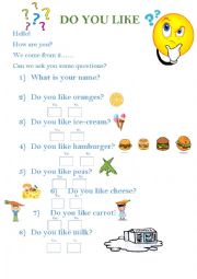 English Worksheet: Do you like..?