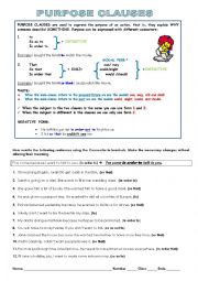 English Worksheet: purpose and concessive clauses