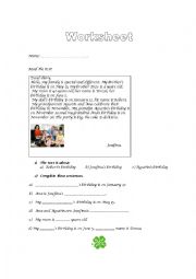 English Worksheet: Reading exercise