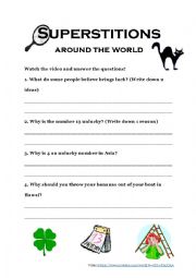 English Worksheet: Supersitions