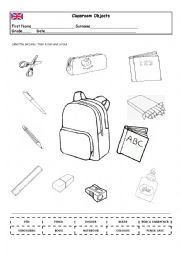 English Worksheet: Classroom Objects