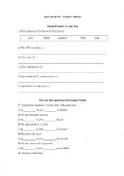 English Worksheet: Exercises Simple Present We, You, They