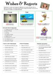 English Worksheet: WISHES & REGRETS