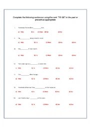 English Worksheet: Exercises Verb TO BE