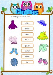 English Worksheet: Clothes - Matching Exercise