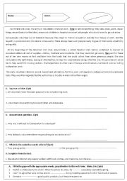 English Worksheet: test Unit 7 and 8 Gateway